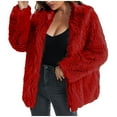 thumbnail image 1 of Usmixi Winter Faux Fur Jacket for Women Plush Coat for Women Long Sleeve Soft Fluffy Fleece Sherpa Jacket Casual Solid Open Zipper Plus Size Fuzzy Furry Outwear Faux Fur Jacket Under $5, 1 of 5
