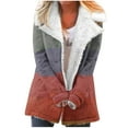 thumbnail image 1 of Usmixi Winter Plush Coat for Women Overcoat for Women Warm Thickened Soft Plush Lined Jacket Outerwear Fashion Color Patchwork Button Lapel Fleece Coat with Pocket Casual Plush Coat, 1 of 4