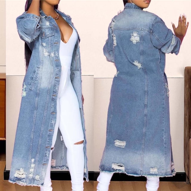 Usmixi Winter Womens Denim Jacket Long Denim Jacket for Women Trendy ...