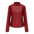 thumbnail image 1 of Usmixi 2023 Leather Jacket for Women Winter Faux Leather Jacket for Women Stand Collar Open Front Trendy Bomber Jacket Fall Long Sleeve Lightweight Solid PU Cropped Coat with Pocket Weekly, 1 of 6