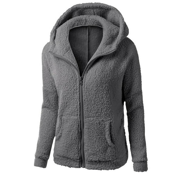 Usmixi 2023 Plush Coat for Women Womens Fluffy Fleece Sweatshirt Coats Cozy Fuzzy Furry Sherpa Hooded Jacket Plus Size Casual Solid Full Zipper Sweater Outerwear Winter Plush Coat