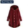 thumbnail image 1 of Usmixi Winter Womens Plush Coats Plus Size Overcoats for Women Winter Long Sleeve Fluffy Fleece Coats Casual Solid Button Down Loose Fuzzy Hooded Coats and Jackets Up to 65% off, 1 of 6