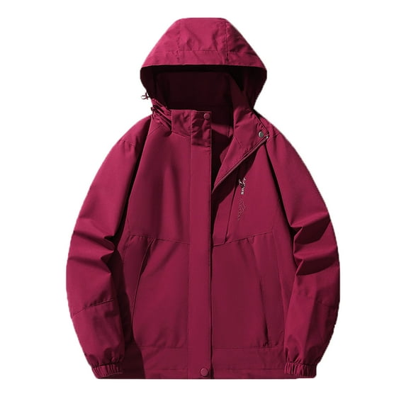 Usmixi Winter Womens Rain Jacket Womens Plus Size Windbreaker Jacket Outdoor Lightweight Climbing Hiking Rain Coat Fashion Color Patchwork Zip up Hooded Outerwear with Pocket Up to 65% off