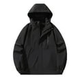 thumbnail image 1 of Usmixi Winter Womens Rain Jacket Womens Plus Size Windbreaker Jacket Outdoor Lightweight Climbing Hiking Rain Coat Fashion Color Patchwork Zip up Hooded Outerwear with Pocket, 1 of 2