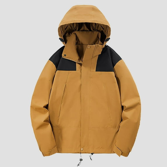 Usmixi Winter Womens Raincoat Outdoor Jacket for Women Plus Size Windproof Hiking Climbing Rain Jacket Fashion Color Block Zip up Lightweight Hooded Windbreaker Coat Up to 65% off