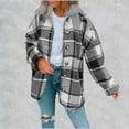 thumbnail image 1 of Usmixi Winter Womens Shacket Coat Women Plaid Jacket Fall Loose Lightweight Comfy Flannel Shirts Coat Long Sleeve Button Down Hooded Woolen Outwear with Pocket 2025 Shacket Coat, 1 of 4