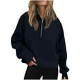 thumbnail image 1 of Usmixi Winter Womens Sweatshirt Womens Half Zip Sweatshirt Long Sleeve Stand Neck Oversized Sweatshirts Casual Solid Pocket Cozy Fleece Pullover Tops Blouses Sweatshirt, 1 of 6