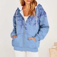 thumbnail image 1 of Usmixi Winter Womens Sweatshirt Coat Hoodies Sweatshirt Coat for Women Fashion Floral Print Drawstring Hooded Jacket Plus Size Pocket Lightweight Zip up Fall Outerwear, 1 of 6