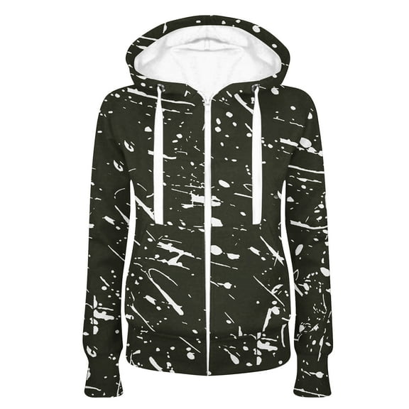 Usmixi Winter Womens Sweatshirt Coats Hooded Sweatshirts Coats for Women Winter Long Sleeve Front Zipper Jackets Fashion Camouflage Drawstring Outwear with Pockets Up to 65% off