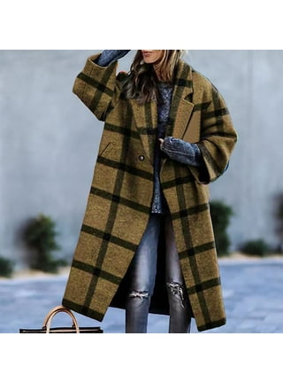 ジャケット・アウター LISIERE CHECK W COAT chouyatou Women Winter Casual Checkered Fleece Jacket Fuzzy
