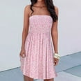 thumbnail image 1 of Usmixi Women Flowy Pleated Dress Summer Beach Boho Floral Print Strapless Sundress Sexy Tube Top Swing Hem Mini Dresses Pink l, 1 of 7