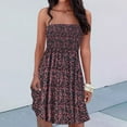 thumbnail image 1 of Usmixi Women Flowy Pleated Dress Summer Beach Boho Floral Print Strapless Sundress Sexy Tube Top Swing Hem Mini Dresses Wine l, 1 of 7