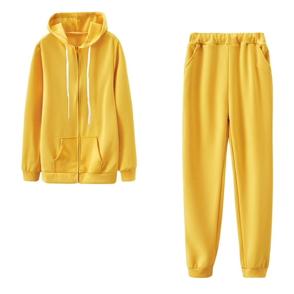 Usmixi Sweatsuits Set for Women Womens Coat 2 Piece Outfit Sets Open Front Zip Drawstring Hooded Sweatshirt Coat and Jogger Sweatpant Lounge Sets Tracksuit Sets with Pocket Under $10
