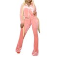 thumbnail image 1 of Usmixi Womens 2 Piece Outfits Gold Velvet 2 Piece Outfit Set for Women Full Zipper Long Sleeve Sweatshirt Coat and Drawstring Flare Pant Lounge Sets Solid Trendy Tracksuit Sets, 1 of 5
