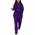 thumbnail image 1 of Usmixi Womens 2 Piece Outfits Womens Business Sets Fashion Irregular Cropped Pullover Tops and Mid Waist Suit Pants Lounge Sets Long Sleeve Shirt Casual Pocket Loungewear Sets, 1 of 6