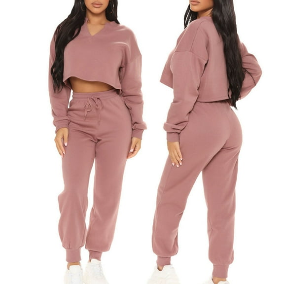Usmixi Womens 2 Piece Tracksuit Casual Sports Sweatsuit Outfits Winter Long Sleeve Pullover Sweatshirt and Drawstring Jogger Pants Lounge Set under $5