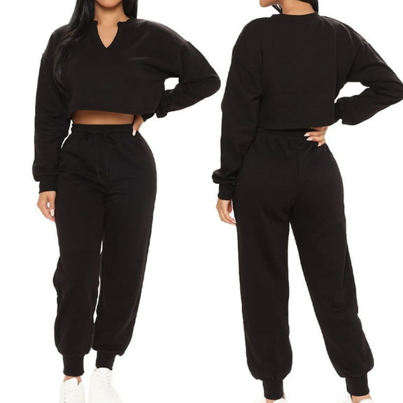 Usmixi Womens 2 Piece Tracksuit Casual Sports Sweatsuit Outfits Winter Long Sleeve Pullover Sweatshirt and Drawstring Jogger Pants Lounge Set under $5