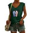 thumbnail image 1 of Usmixi Womens 4th of July Tank Tops Loose Fit Breathable Patriotic Shirts Vest Summer Fashion Independece Day Graphics V-Neck Sleeveless Blouse Green xxl, 1 of 5