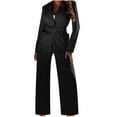 thumbnail image 1 of Usmixi Womens Blazer Sets Womens Blazer Coat Sets Lapel Long Sleeve Button Suit Jacket and Wide Leg Pants 2 Piece Outfits Office Work Business Solid Lounge Sets with Pocket, 1 of 5