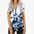 thumbnail image 1 of Usmixi Womens Blouses and Tops Dressy Fashion Irregular Hem Breathable Zipper Vintage Pullover Tunic Shirts Summer Floral Print V-Neck Short Sleeve Cute Tees Tops White s, 1 of 5