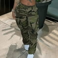 thumbnail image 1 of Usmixi Womens Camouflage Cargo Pants Fashion Button High Waist Loose Straight Trousers Leisure Wear Long Pants with Pocket Camouflage m, 1 of 6