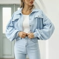 thumbnail image 1 of Usmixi Womens Cropped Coat Corduroy Jacket for Women Long Sleeve Lapel Button Up Shacket Coat Casual Solid Ladies Fall Loose Outerwear Tops with Pocket Winter Cropped Coat, 1 of 7