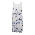 thumbnail image 1 of Usmixi Womens Dresses Elegant Lace Patchwork Plus Size Beach Tank Mini Sun Dresses Fashion Leaves Print Round Neck Sleeveless Short Summer Dress White s, 1 of 2