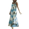 thumbnail image 1 of Usmixi Summer Dresses for Women Plus Size Swing Spaghetti Strap Beach Camisole Sun Dresses Sleeveless V-Neck Tie-Dye Maxi Sun Dress Sky Blue M Up to 65% off, 1 of 7