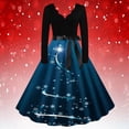 thumbnail image 1 of Usmixi Womens Dresses Womens Formal Dresses for Chirstmas Empire Waist Belt Pleated Swing Party Prom 1950S Dresses Xmas Fashion Graphics Long Sleeve A Line Midi Dress Weekly, 1 of 4