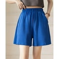 thumbnail image 1 of Usmixi Womens Elastic Waist Shorts Casual Solid Knitted Stretchy Cotton Short Pants Summer Loose Straight Leisure Shorts with Pocket Blue XL, 1 of 7