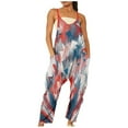 thumbnail image 1 of Usmixi Womens Jumpsuits Loose Pocket Spaghetti Strap 4th of July Jumpsuits Overalls Casual American Flag Print V-Neck Sleeveless Long Summer Rompers Red s, 1 of 6
