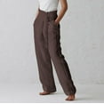 thumbnail image 1 of Usmixi Womens Loose Straight Leg Pants Casual Solid High Waist Plus Size Trousers Comfy Breathable Cotton Linen Leisure Wear Belt Long Pants with Pocket Coffee XXXXXL, 1 of 5