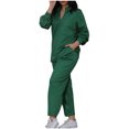 thumbnail image 1 of Usmixi Womens Lounge Set Womens Two Piece Outfits Casual Laple Long Sleeve Pullover Tops High Waist Long Pants Sets Solid Loungewear Sweatsuit with Pocket, 1 of 6