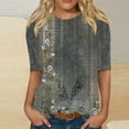 thumbnail image 1 of ZZwxWA Womens Casual Floral Elbow Sleeve Tshirts Vintage Bohemian Crew Neck Tee Shirt Boho Peasant Blouses Clothing Summer Casual Graphic Tees Tshirts, 1 of 5