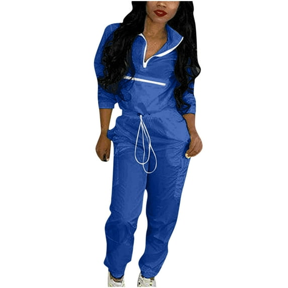 Usmixi Womens Sweatsuits Set Quarter Zip Pullover 2 Piece Outfits for Women Fashion Long Sleeve Sweatshrit Drawstring Cargo Pants Lounge Sets Work Pant Matching Sets