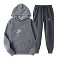 thumbnail image 1 of Usmixi Womens Sweatsuits Set Womens Plus Size Hoodies Lounge Sets Hooded Sweatshirt Drawstring Jogger Pants Tracksuits Sets Fashion Dandelion Print 2 Piece Outfits with Pocket, 1 of 2