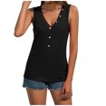 thumbnail image 1 of Usmixi Womens Tank Tops Casual Solid Button Down Lightweight Tunic Shirts Vest Summer Trendy Plain V-Neck Sleeveless Shirts Blouse Black m, 1 of 5