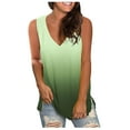 thumbnail image 1 of Usmixi Womens Tank Tops Fashion Loose Fit Comfy Breathable Workout Vest Tee Tops Summer Trendy Gradient Print V-Neck Sleeveless Shirts Blouse Green m, 1 of 3