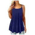 thumbnail image 1 of Usmixi Womens Tank Tops Plus Size Flowy Pleated Swing Spaghetti Strap Tops Cami Tunic Vest Summer Fashion Gradient Round Neck Sleeveless Shirts Blouse Navy XXXL, 1 of 4