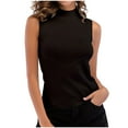 thumbnail image 1 of Usmixi Womens Tank Tops Solid Half High Neck Sleeveless Shirts Slim Fit Soft Knitted Ribbed Casual Vest Blouse Black M Up to 65% off, 1 of 5
