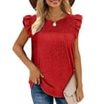 thumbnail image 1 of up to 60% off Gifts Usmixi Womens Tank Tops Solid Round Neck Sleeveless Shirts Fashion Ruffle Layer Hollowed Tunic Vest Blouses Red XXL, 1 of 6