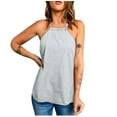thumbnail image 1 of Usmixi Womens Tank Tops Solid Round Neck Sleeveless Shirts Loose Lightweight Denim Halter Strap Vest Blouse White XXL, 1 of 5