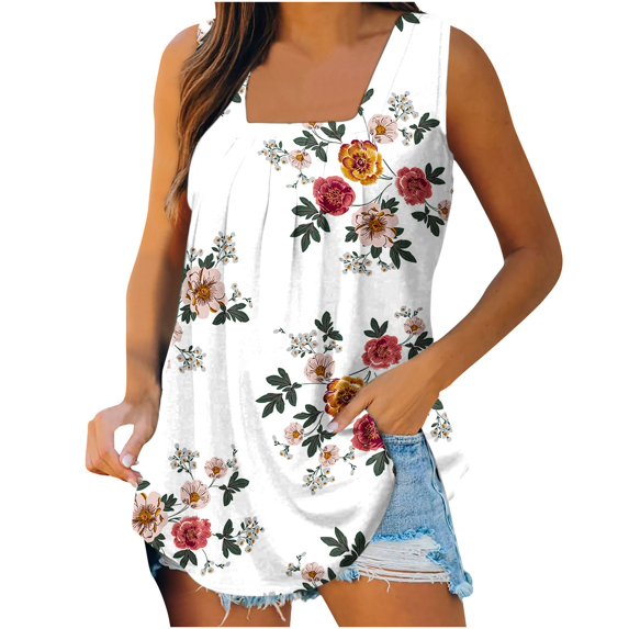 Usmixi Womens Tank Tops Solid Square Neck Sleeveless Shirts Loose Lightweight Hollowed Summer Casual Vest Blouse Wine l