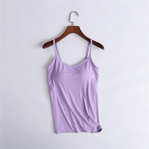 Usmixi Womens Tank Tops Summer Solid Crewneck Sleeveless T Shirts Plus Size Yoga Sports Camisole Tanks Spaghett Strap Underwear Tops Purple xxl Clearance Under $5