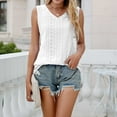 thumbnail image 1 of Usmixi Womens Tank Tops Summer Solid V-Neck Sleeveless T Shirts Beach Hollowed Lightweight Casual Loose Vest Blouses White l Under $5, 1 of 5