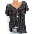 thumbnail image 1 of ZZwxWA Womens V Neck Loose Fit Tops Floral Printing Short Sleeve T Shirts Casual Tunic Soft Blouse Lightweight Comfy Basic, 1 of 5