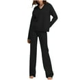 thumbnail image 1 of Usmixi Womens Tracksuits Set Sweater 2 Piece Sets for Women Casual V Neck Pullover Sweater and Long Pant Lounge Sets Ladies Solid Sweatshirt Sweatsuit Outfits Sets, 1 of 7