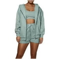 thumbnail image 1 of Usmixi Womens Tracksuits Set Womens Hooded Coat Lounge Sets Sports Full Zip Sweatshirt Drawstring Shorts Sweatsuits Sets with Pocket Ladies Girls Casual Solid 2 Piece Outfits, 1 of 7