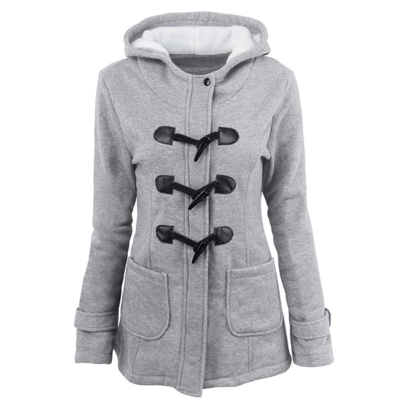 Usmixi Womens Winter Cotton Jacket Plus Size Coats for Women Fashion Horn Button Thickened Padded Outerwear Long Sleeve Casual Solid Plush Lined Coats with Pocket Cotton Jacket