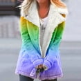 thumbnail image 1 of Usmixi Womens Winter Plush Coat Fleece Padded Overcoat for Women Long Sleeve Button Down Lapel Gradient Outerwear Loose Warm Thickened Jacket with Pocket 2023 Plush Coat, 1 of 5